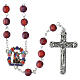 St. Michael the Archangel rosary with 0.31-inch red marbled resin beads s1