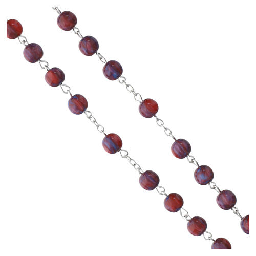Chapelet Saint Michel Archange perles en résine marbrée rouge 8 mm 3