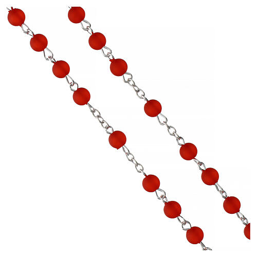 Rosario San Carlo Acutis 6 mm grani vetri rosso 4