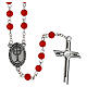 Rosario San Carlo Acutis 6 mm grani vetri rosso s3