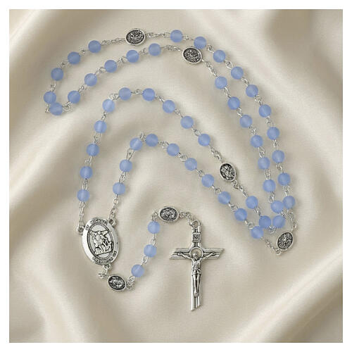 Chapelet Saint Michel archange grains bleus 6 mm 2