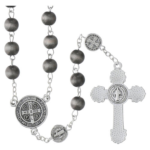 St. Benedict rosary, 0.31-inch grey beads 3
