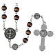St. Benedict rosary, brown tiger-eye effect beads of 0.31 in s2