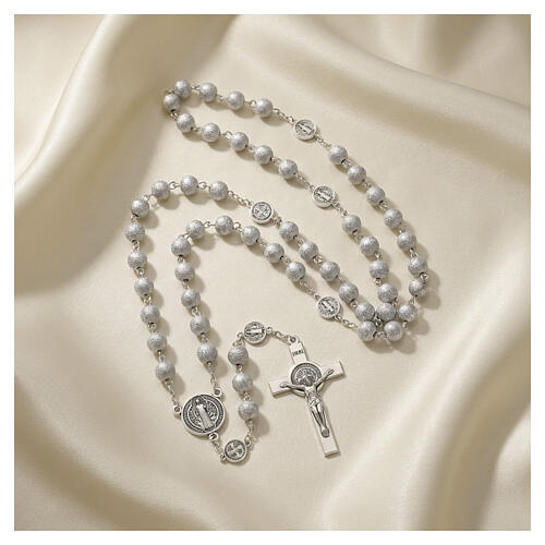 Saint Benedict rosary with 0.31-inch silver-coloured beads 2
