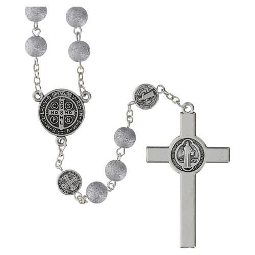 Saint Benedict rosary with 0.31-inch silver-coloured beads 4