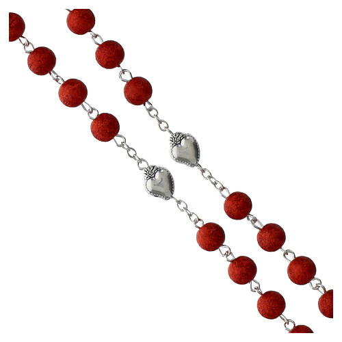Sacred Heart rosary with 0.31-inch red acrylic beads 4
