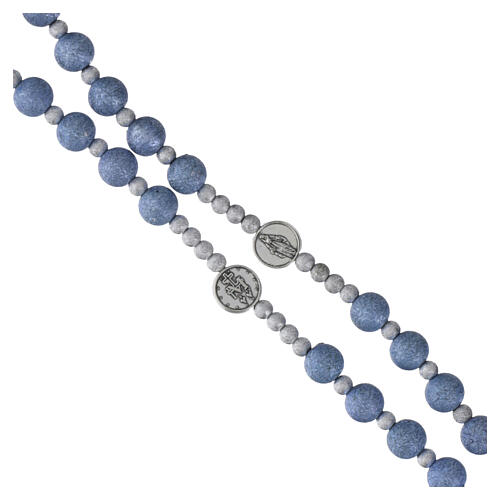 Chapelet Vierge Miraculeuse 8 mm grains bleu givré 3