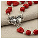 Rosary with 0.31-inch red beads and red hearts, Sacred Heart medal, silver-coloured finish s4