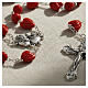 Rosario con granos corazones rojos 8 mm Sagrado Corazón acabado color plata s2