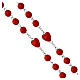 Chapelet grains rouges 8 mm et cœurs 11 mm Sacré-Cœur finition argentée s5