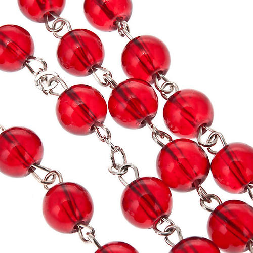 Rosario vetro rosso rubino Maria Miracolosa 3