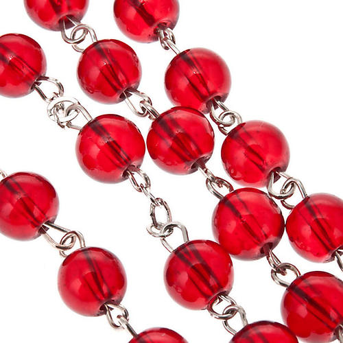 Ruby red glass rosary Miraculous Medal 3