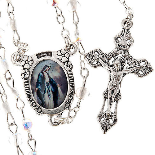 Crystal effect rosary Miraculous medal 1