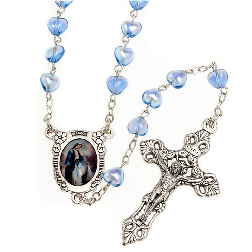 Miraculous Medal blue glass rosary 1