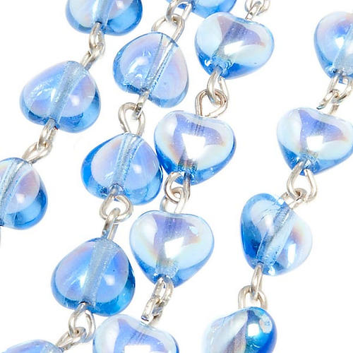 Miraculous Medal blue glass rosary 3