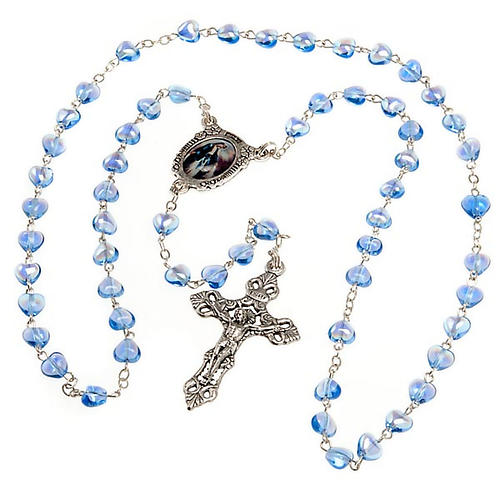 Rosario vetro blu Madonna Miracolosa 2