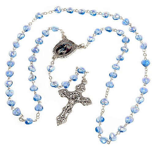 Miraculous Medal blue glass rosary 2