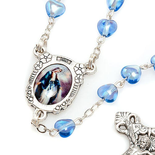 Miraculous Medal blue glass rosary 4