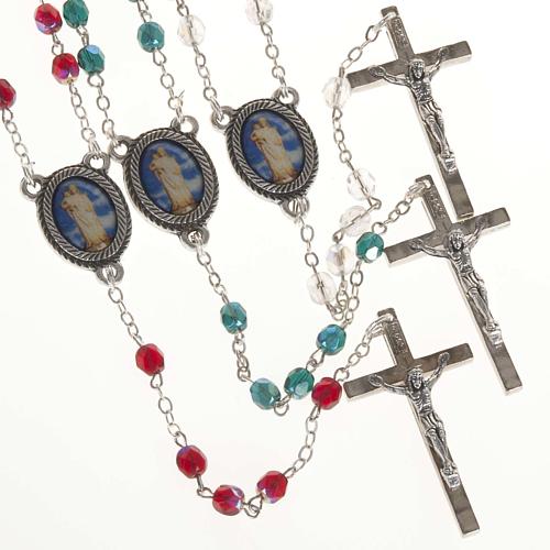 Rosary in glass with Our Lady of Gonare, red, white and green 1