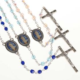 Rosary in glass with Our Lady of Gonare, blue, turquoise, pink