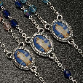 Rosary in glass with Our Lady of Gonare, blue, turquoise, pink