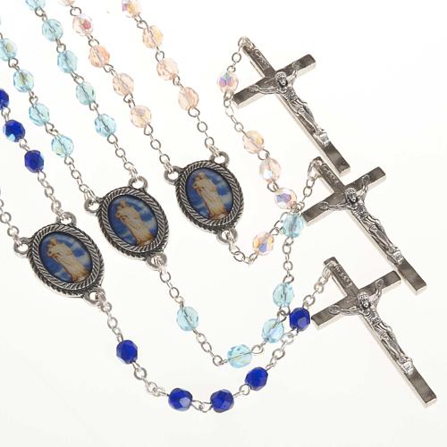 Rosary in glass with Our Lady of Gonare, blue, turquoise, pink 1