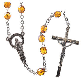 Chapelets en verre: Chapelet en demi-cristal jaune 5 mm