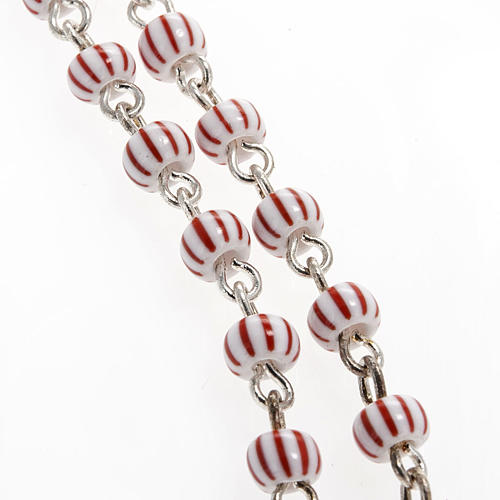Rosary beads in red & white glass 4 mm 2