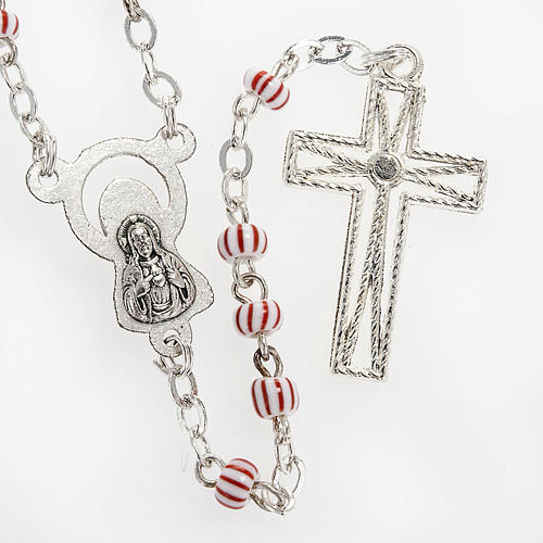 Rosary beads in red & white glass 4 mm 3