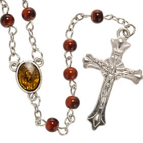 Rosarios de vidrio: Rosario vidrio marrón Padre Pío