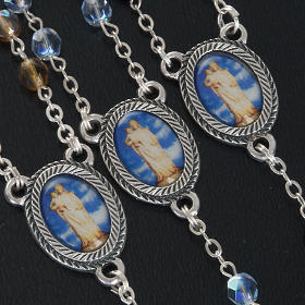 Rosary in glass with Our Lady of Gonare, blue, yellow, black