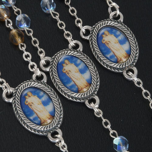 Rosary in glass with Our Lady of Gonare, blue, yellow, black 2