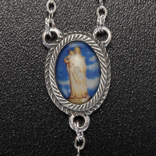 Rosary in glass with Our Lady of Gonare, blue, yellow, black 5