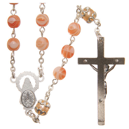 STOCK Rosary beads in glass 6mm and coral coloured crystal 2