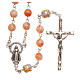 STOCK Rosary beads in glass 6mm and coral coloured crystal s1