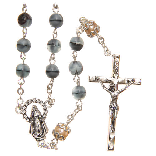 STOCK Glass &amp; crystal rosary variegated blue 6mm 1