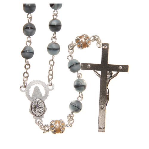 STOCK Glass &amp; crystal rosary variegated blue 6mm 2