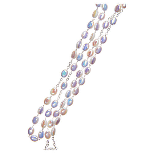 STOCK Rosary opalescent white glass, hand setting 3