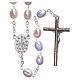 STOCK Rosary opalescent white glass, hand setting s2