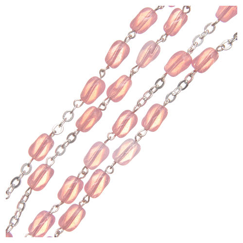 STOCK Pink glass rosary, hand-set 3