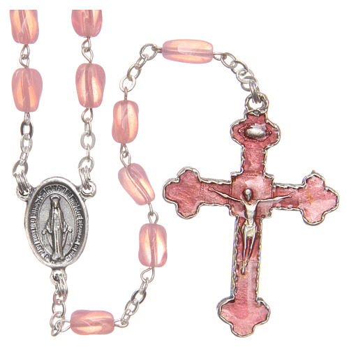 STOCK Pink glass rosary, hand-set 1