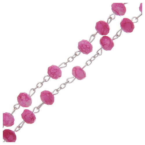 Rosary with glass multifaceted grains coloured in pink 3