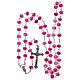 Rosary with glass multifaceted grains coloured in pink s4