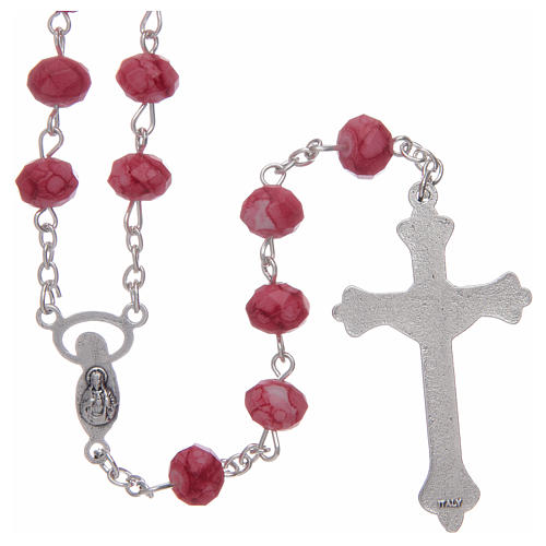 Rosary with multifaceted glass grains 6x8 mm red 2