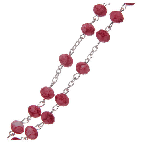 Rosary with multifaceted glass grains 6x8 mm red 3