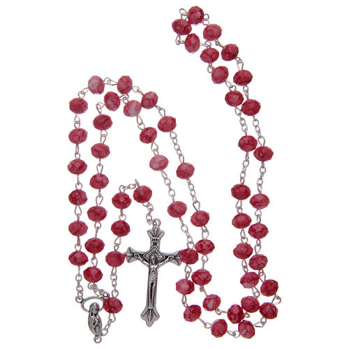 Rosary with multifaceted glass grains 6x8 mm red 4