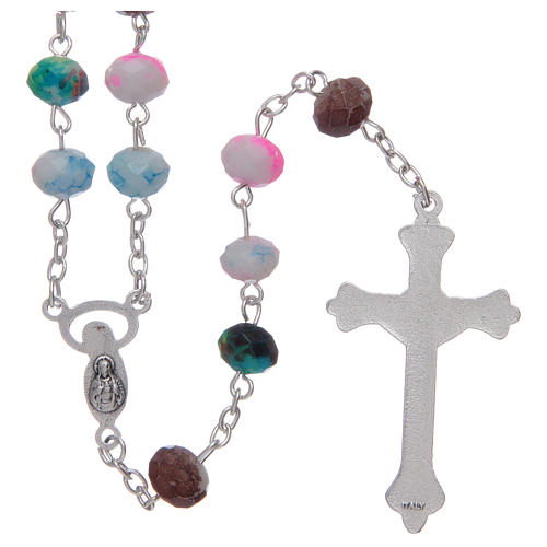 Rosary with multifaceted grains in multicoloured glass 2