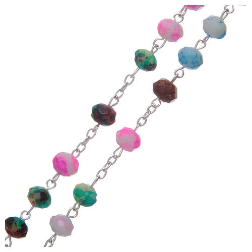 Rosary with multifaceted grains in multicoloured glass 3