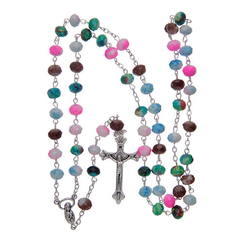 Rosary with multifaceted grains in multicoloured glass 4