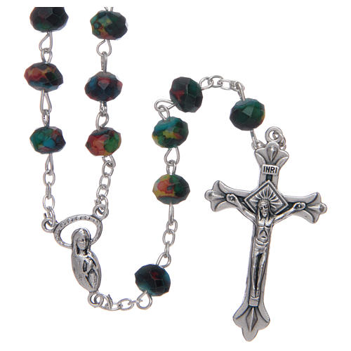 Rosary with multifaceted green grains 1
